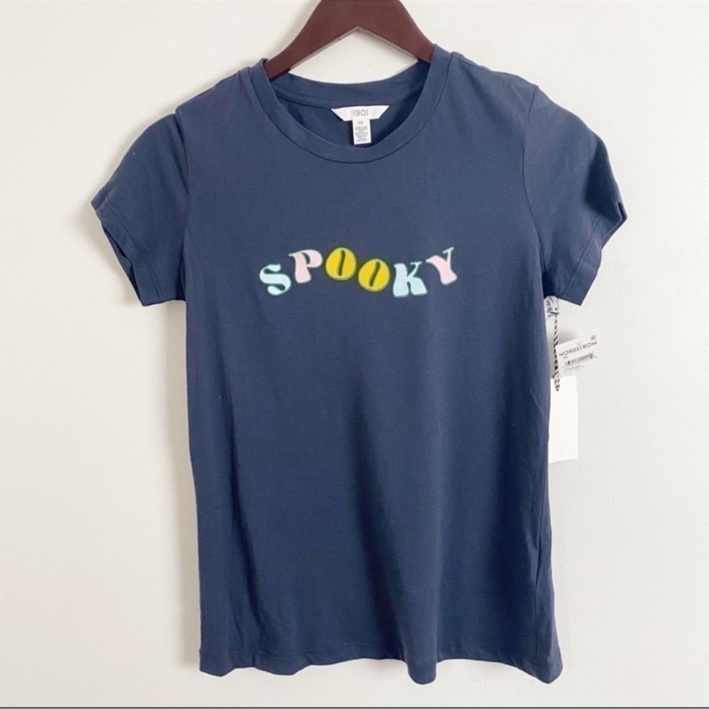 1901 x Nordstrom Halloween Spooky Graphic Logo Short Sleeve T-Shirt Size XS NEW